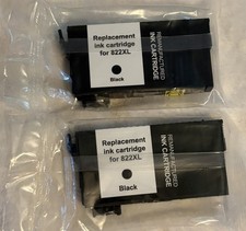 (2) Replacement for 822XL Black printer ink cartridges picture