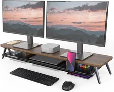 Fenge Dual Monitor Stand, Monitor Stands Riser for 2 monitors, 42.5 Inch Wood De picture