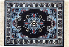 Beautiful Oriental Rug Style Mousepad, Navy Miniature Carpet Blue, White  picture