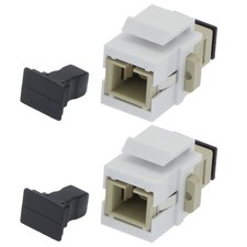 2 Pcs SC UPC Fiber Optic Simplex Multi Mode Keystone Jack Coupler Snap In Ivory picture