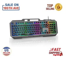 T-Wolf T16 Metal Luminous Wired Gaming Keyboard RGB Backlit Durable picture