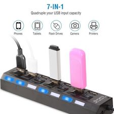 7 Multi-Port USB 3.0 Hub 7 Port On/Off Switch High Speed Splitter Extension NEW picture