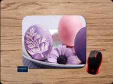 PINK & PURPLE SPRING EASTER EGGS FEATHER PC MOUSE PAD DESK MAT HOME SCHOOL WORK picture