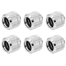 Silver G1/4 To 16mm OD Hard Tube Compression Fitting PC Water Cooling 6 PCS picture