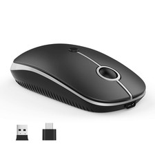 VssoPlor Type C Wireless Mouse, USB C MacBook Wireless Mouse, Black Silver picture