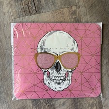 Pink Skull Mouse Pad Glitter Sunglasses Goth Desk Pad 8x9 Halloween Office picture