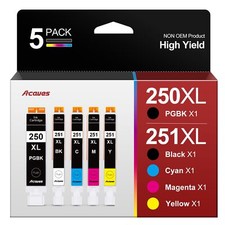 Canon 250XL 251XL Ink Cartridges 5 Pack High Yield Compatible for Pixma picture