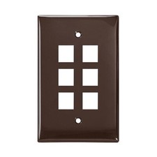 Leviton 6-Port Midsize Single-Gang QUICKPORT Wallplate Brown picture