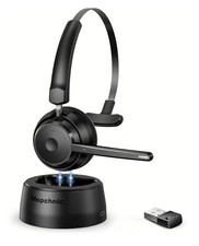 Mopchnic Bluetooth USB Wireless Headset Black Boom Microphone Charging Base Mute picture