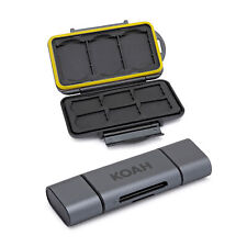 Koah PRO 2 in 1 Aluminum Dual Slot SD Card Reader and Rugged Memory Case Bundle picture
