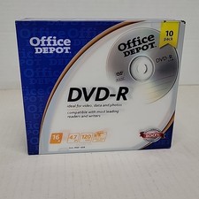 10 Pack OFFICE DEPOT DVD+R 120 Minute, 4.7 GB, 16x Blank CD Discs, NEW / SEALED picture