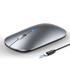 TECKNET Bluetooth Mouse for MacBook, [ USB + BT5.0 + BT3.0 ] Silver picture