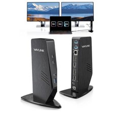 NIB $170 - USB-C 3.0 dual 4k display laptop docking station w/65W laptop charge picture