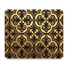 Moroccan Tile — Black & Gold Mouse Pad 9.25x7.75 Non-Slip Desk Mat picture
