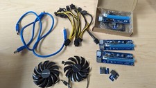 GPU PCI-E Riser 16x to 1x Mining Risers powered + Power Cables, GPU Fans picture