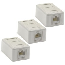 3x 1 Port Cat5e RJ45 Network Ethernet Wall Surface Mount Box Keystone Jack White picture