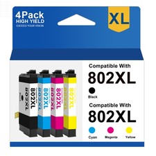 4 Pack Compatible With 802XL Ink Cartridge ForEpson WorkForce Pro WF4730 WF4740 picture