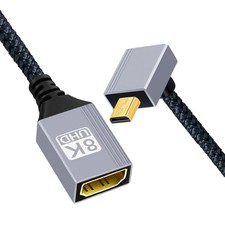 xiwai 8K Micro HDMI 2.1 Type-D Male Up Angled 90 Degree to Female Black picture