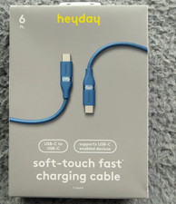 heyday Soft-Touch Fast Charging Power Delivery USB-C to USB-C Cable 6 ft Blue picture