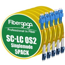 Fibergaga® OS2 LC to SC Fiber Patch Cable, Multimode, 3M(10ft), 5Pack | Multi... picture
