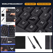 2PCS Universal English Keyboard Stickers with Tweezer - Black & White Lettering picture