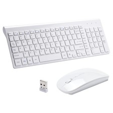 RVP+ Wireless Keyboard and Mouse Ultra Slim Combo, 2.4GHz Cordless USB White picture