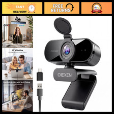 1080P Webcam with Noise Reduction Mic, 90° Wide Angle, Privacy Cover, USB Plug & picture