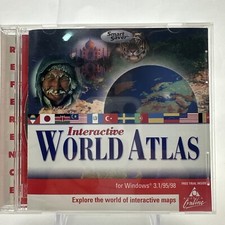 Interactive World Atlas PC CD 1999 Windows 3.1/95/98 TLC Educational Software VG picture
