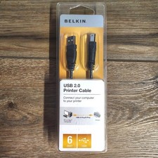Belkin USB 2.0 Printer Cable 6 Ft PC & Mac Computers A Plug/B Plug NEW SEALED picture