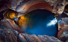 Landscape nature canyon waterfall erosion water colorful Custom Gaming Mat Desk picture
