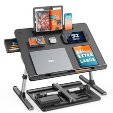 X-Large Foldable Laptop Lap Desk for Bed, Adjustable Table with Storage picture