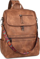 FADEON Laptop Backpack for Women Leather Travel 1 Brown Retro Style  picture