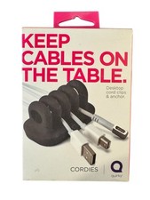 Quirky Cordies Desktop Cord Clips & Anchors Black Brand New  picture