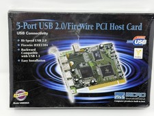 Micro Innovations USB660A 5-Port USB 2.0 FireWire PCI Host Card NEW Sealed picture