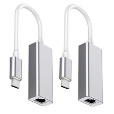 2Pcs USB C To RJ45 Ethernet Adapter Cable External Network Card LAN Adapter picture