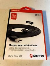 New - Sealed - Griffin Technology 10 foot Charge & Sync Cable for Kindle - Black picture