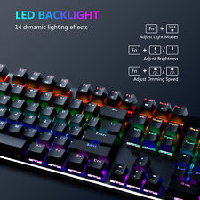 104 Keys USB Wired Mechanical Gaming Keyboard with Rainbow RGB LED Backlit picture