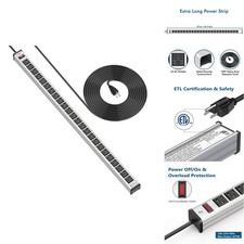 BTU Heavy Duty Power Strip 24 Outlet 10FT Cord 15A 125V 1875W Silver picture