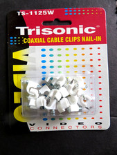 Trisonic coaxial cable clips nail in type part# TS-1125W 20 pc.  NEW SEALED 8PK. picture