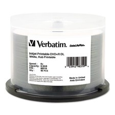 Verbatim DVD+R DL 8.5GB 8X DataLifePlus White InkJet Printable, Hub Printable... picture