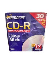 NEW Memorex 30 pack CD-R Recordable CD Disks in Slim Jewel Cases 700MB 16x 80min picture