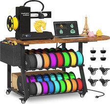 3D Printer Stand with Foldable Desktop & Fabric Drawer – Compact Rolling 3-Tier picture