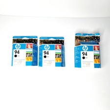 LOT of 3 - Genuine OEM HP 94 Black Ink Cartridge 2 Sealed 1 Open Box Expire 2008 picture