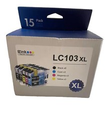 EZink Ink Cartridge LC103xL 15 pack 6 blk 3 cyan 3 magenta 3 yellow New in box picture