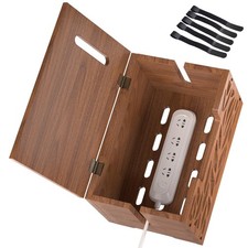 Large Wooden Cable Management Box Cord Hider Organizer For Power Strips Desk picture