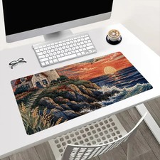 Coastal Sunset Mouse Pad Extended Desk Mat Ocean Waves Cottage Gaming Office picture