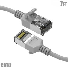 7FT Cat8 RJ45 Network LAN Ethernet U/FTP Shielded Patch Cable Slim 30AWG Gray picture