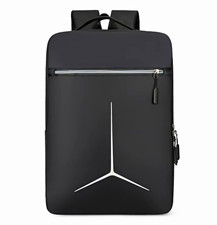 Black Gray Polyester Laptop Backpack 15 in Water-Resistant Solid w USB Charging picture