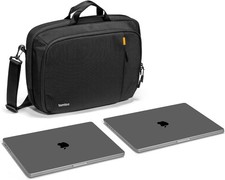 tomtoc 16-inch Dual Compartment Laptop Briefcase for 2 Laptops, Black  picture