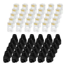 30pcs Cat6 RJ45 Pass Through Connectors w/ 30pcs Black Strain Relief Boots picture